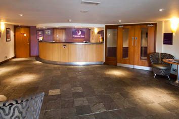 Reception area at Premier Inn, Heathley Park, Leicester